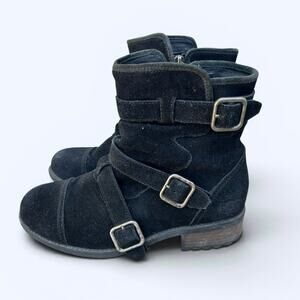 UGG Finney Moto Boots Women’s Size 8 Black Suede Buckle Biker Grunge Alt Girl